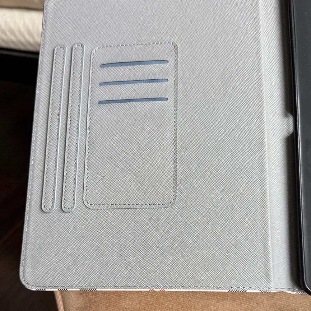 Plaid Tablet Folio Case with Magnetic Closure - White, Black & Red
